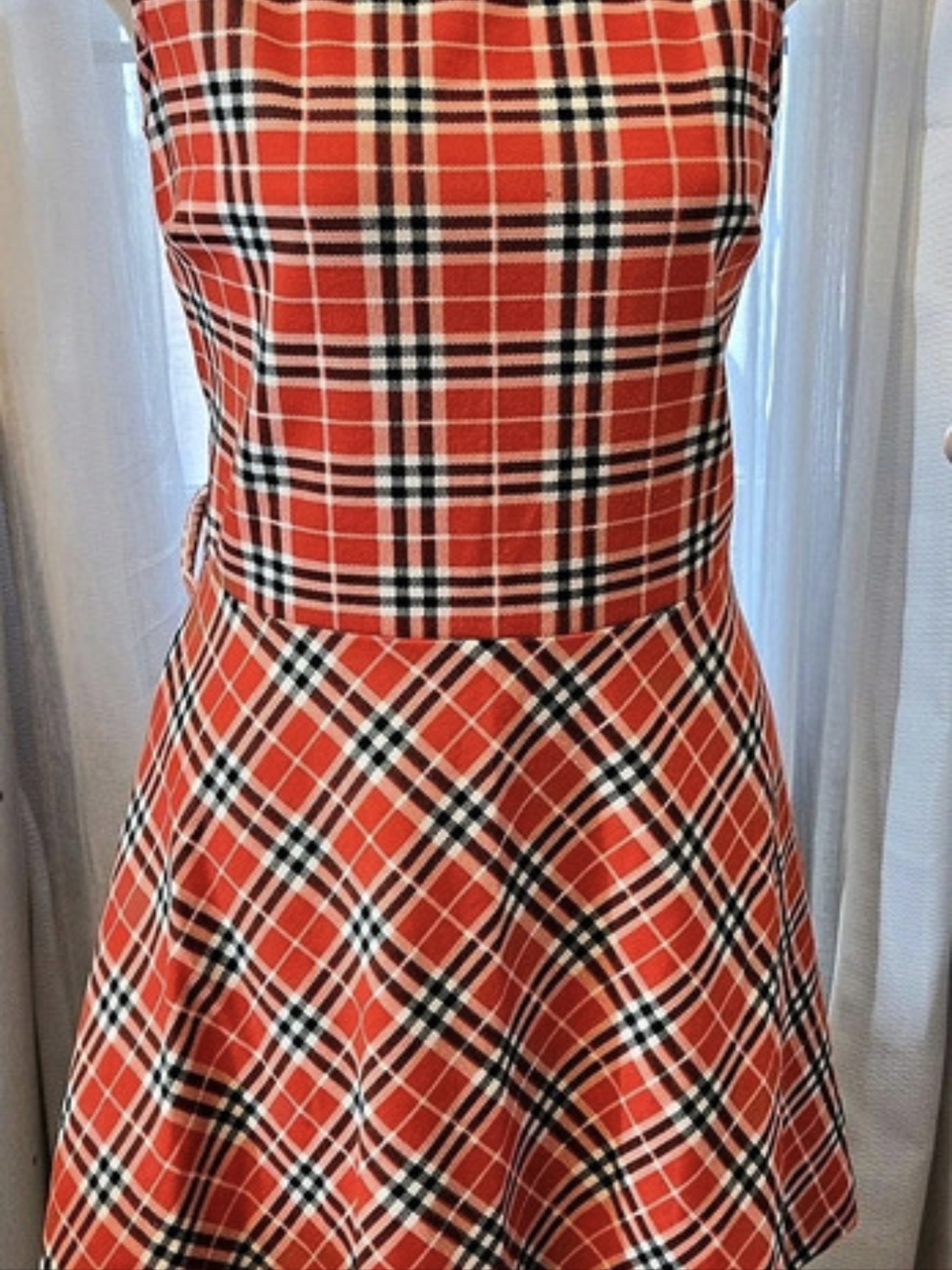 Red Plaid Mini Dress Like New Fits Like a M